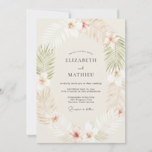 Invitation Mariage Crémeux Palmier Tropical Eucalyptus