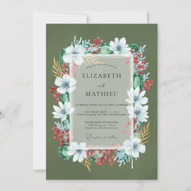 Invitation Mariage Crépuscule de Fleur d'Olivier (Devant)