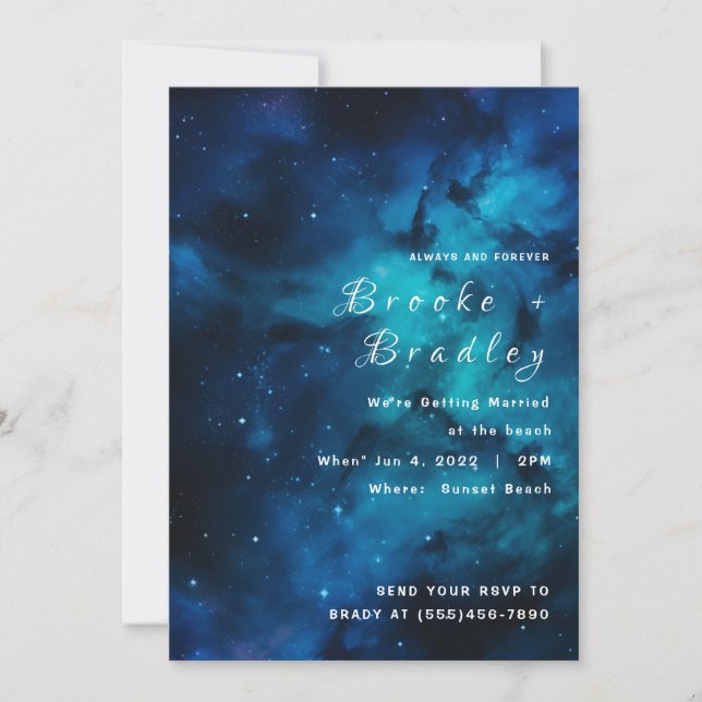 Invitation Mariage Crépuscule de la Galaxie Bleue (Devant)