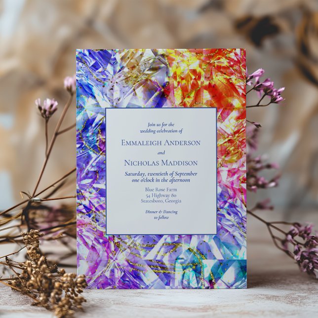 Invitation Mariage Cristal Gemme Arc-en-ciel de Couleur de Fê (Créateur téléchargé)
