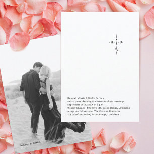 Invitation Mariage croisé chic monogrammé