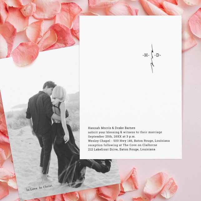 Invitation Mariage croisé chic monogrammé (Créateur téléchargé)