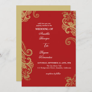 Invitation Mariage culturel traditionnel élégant au henné
