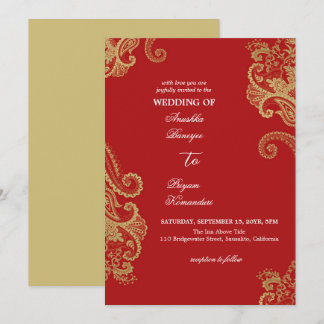Invitation Mariage culturel traditionnel élégant au henné