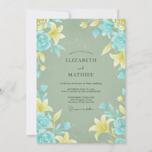 Invitation Mariage Cyan Citron Lily