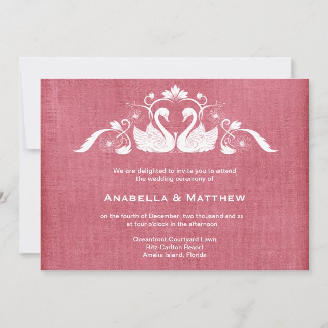 Invitation Mariage cygne (Devant)