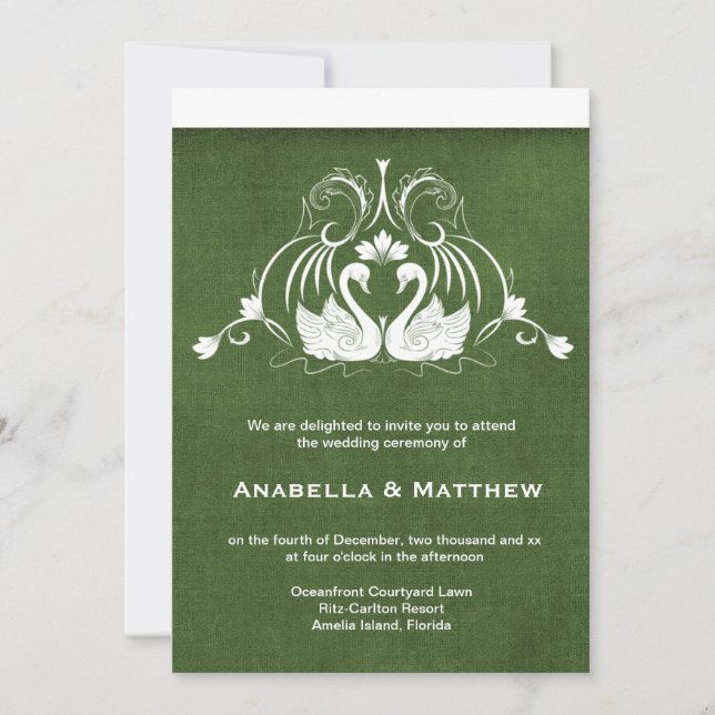 Invitation Mariage cygne (Devant)