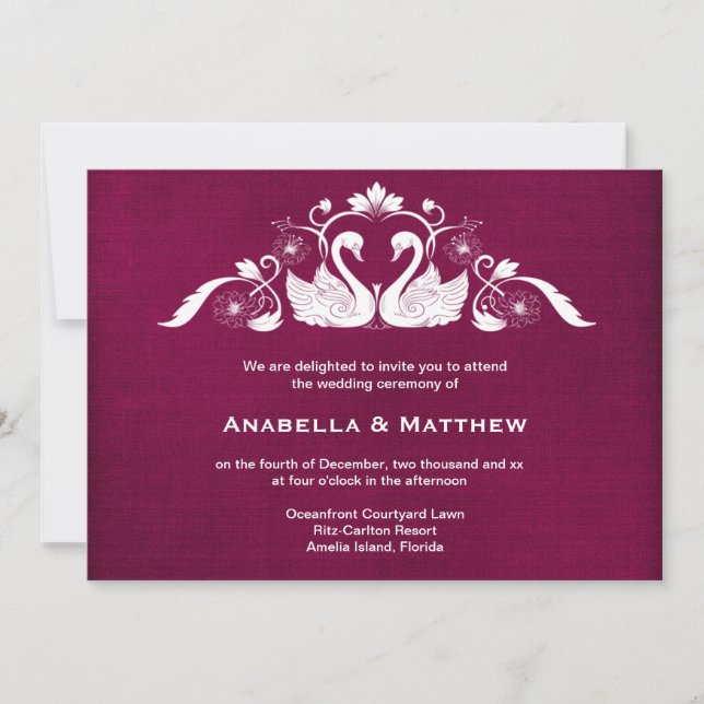 Invitation Mariage cygne (Devant)