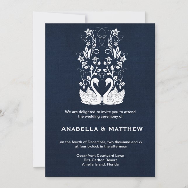 Invitation Mariage cygne (Devant)