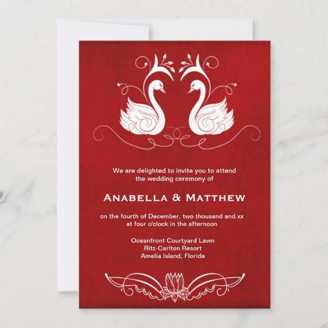 Invitation Mariage cygne (Devant)
