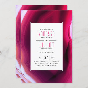 Invitation Mariage d'agate rose Fuchsia