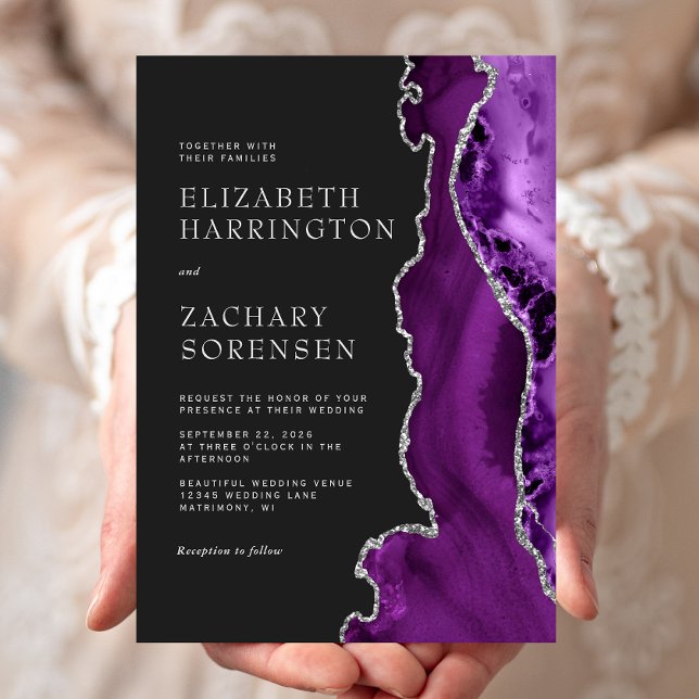 Invitation Mariage d'âge d'argent violet (Créateur téléchargé)