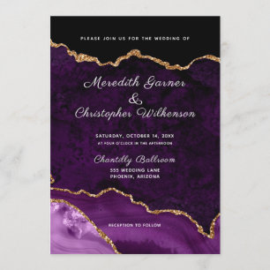 Invitation Mariage d'âge de Parties scintillant or Purple Ele