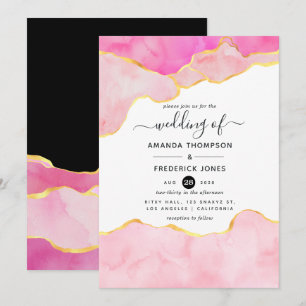 Invitation Mariage d'âge rose, noir et or
