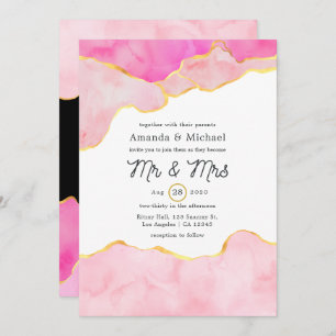 Invitation Mariage d'âge rose, noir et or