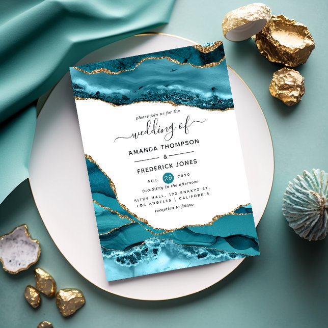 Invitation Mariage d'âge turquoise et Gold (Créateur téléchargé)