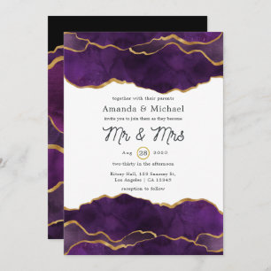 Invitation Mariage d'âge violet et or