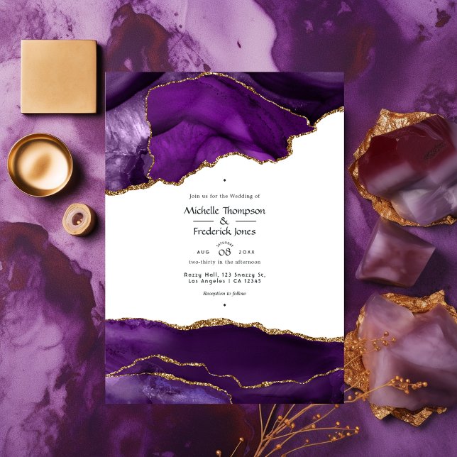 Invitation Mariage d'âge violet et or (Créateur téléchargé)
