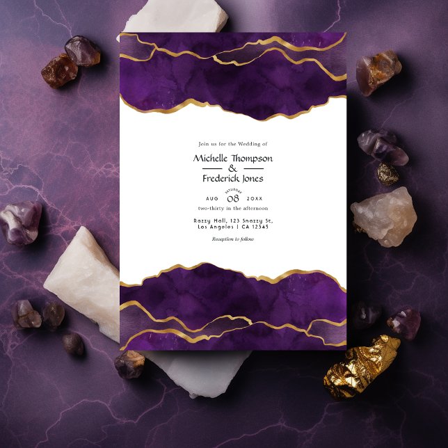 Invitation Mariage d'âge violet et or (Créateur téléchargé)