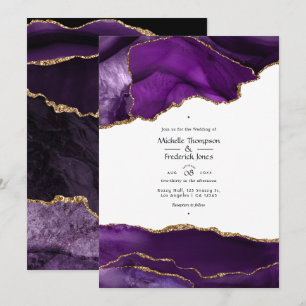Invitation Mariage d'âge violet et or