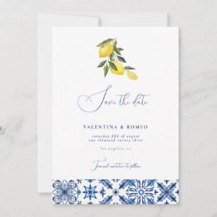 Invitation Mariage d'agrumes Bleu Méditerranée enregistrer la