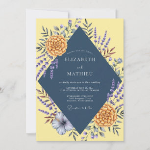 Invitation Mariage Dahlia Citron Navy