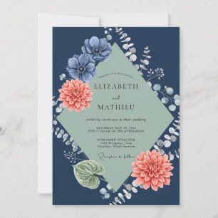 Invitation Mariage Dahlia Corail de Minuit