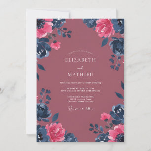 Invitation Mariage Dahlia Magenta Baie