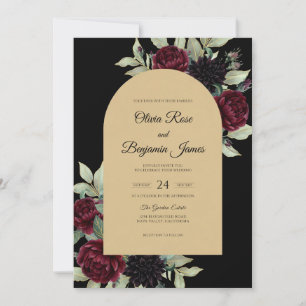 Invitation Mariage Dahlia Marron Champagne