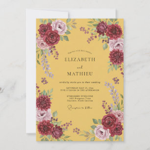Invitation Mariage Dahlia Marron Moutarde