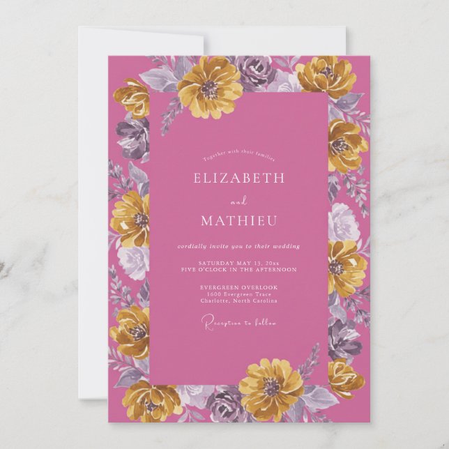 Invitation Mariage Dahlia Or Magenta (Devant)