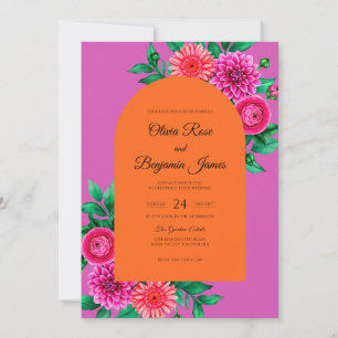 Invitation Mariage Dahlia Orange Magenta