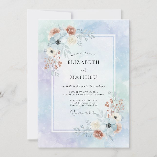 Invitation Mariage Dahlia Pervenche Terracotta (Devant)