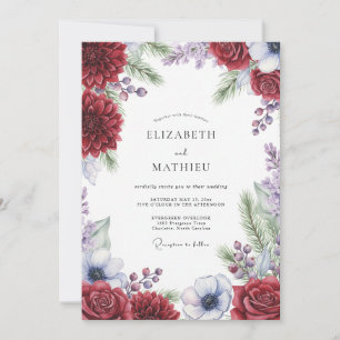 Invitation Mariage Dahlia Pérywinkle Cramoisi