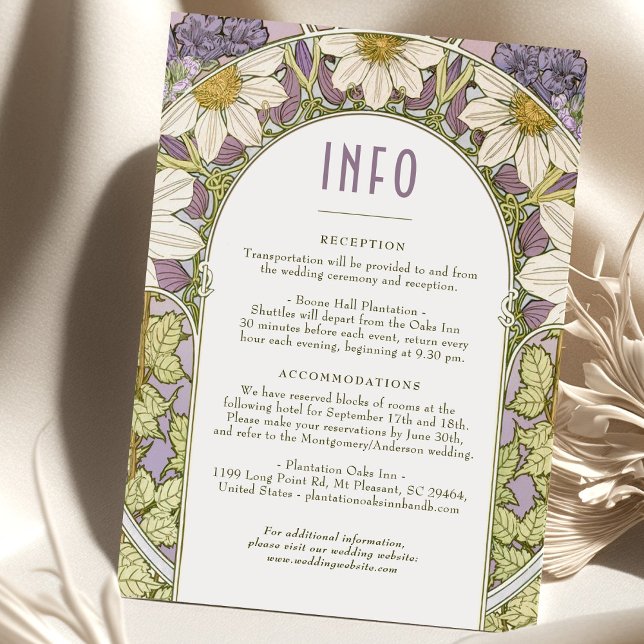 Invitation Mariage Daisy Lavender Insérer INFO Art Nouveau (Créateur téléchargé)