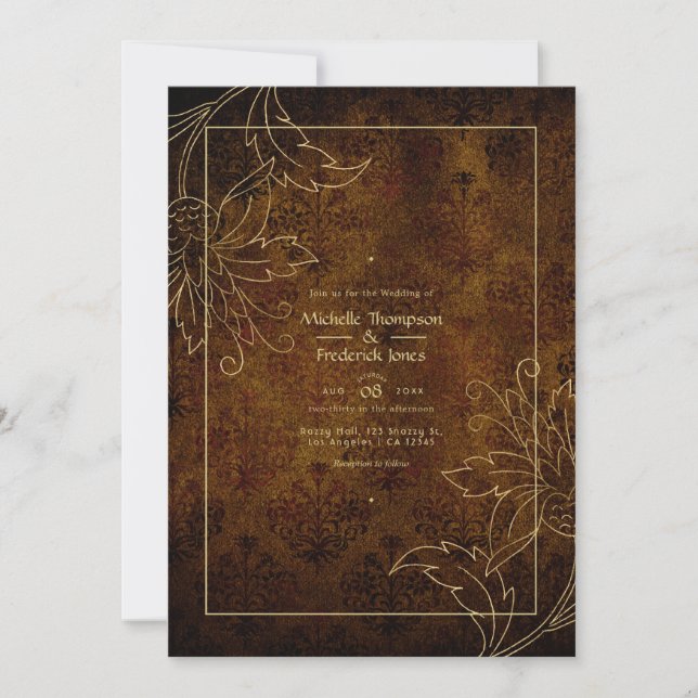 Invitation Mariage damas vintage or (Devant)
