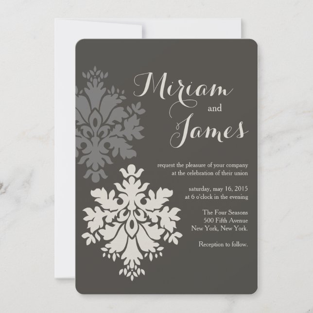 Invitation mariage damassé (Devant)