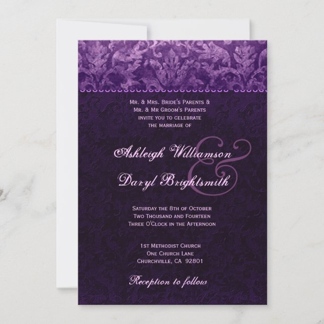Invitation Mariage damassé B733 (Devant)
