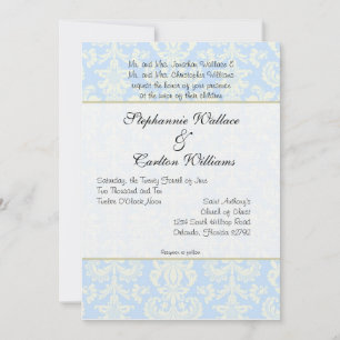 Invitation Mariage damassé bleu/blanc