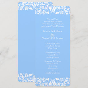 Invitation Mariage damassé bleu poudre