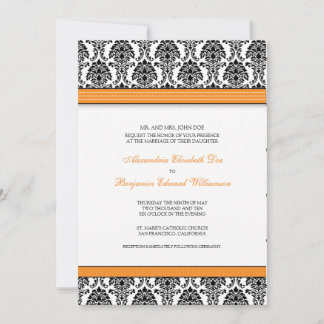 Invitation Mariage damassé classique (rubans orang
