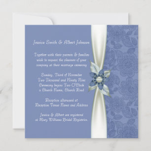 Invitation Mariage damassé de luxe Blue Flower
