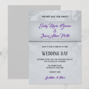 Invitation Mariage damassé gris argent