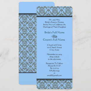 Invitation Mariage damassé gris bleu