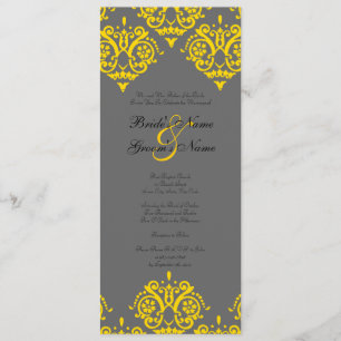 Invitation Mariage damassé jaune et gris
