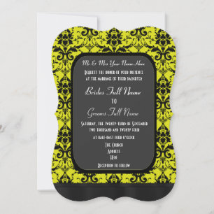 Invitation Mariage damassé jaune et noire