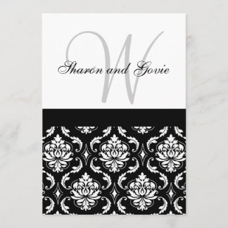 Invitation Mariage damassé Monogramme et noms de r