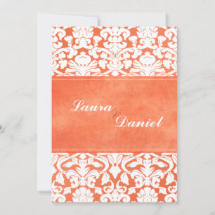 Invitation Mariage damassé orange et blanc