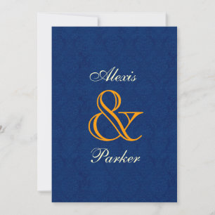 Invitation Mariage damassé R107 de minuit
