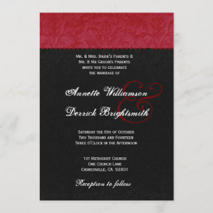 Invitation Mariage damassé rouge et noir B734